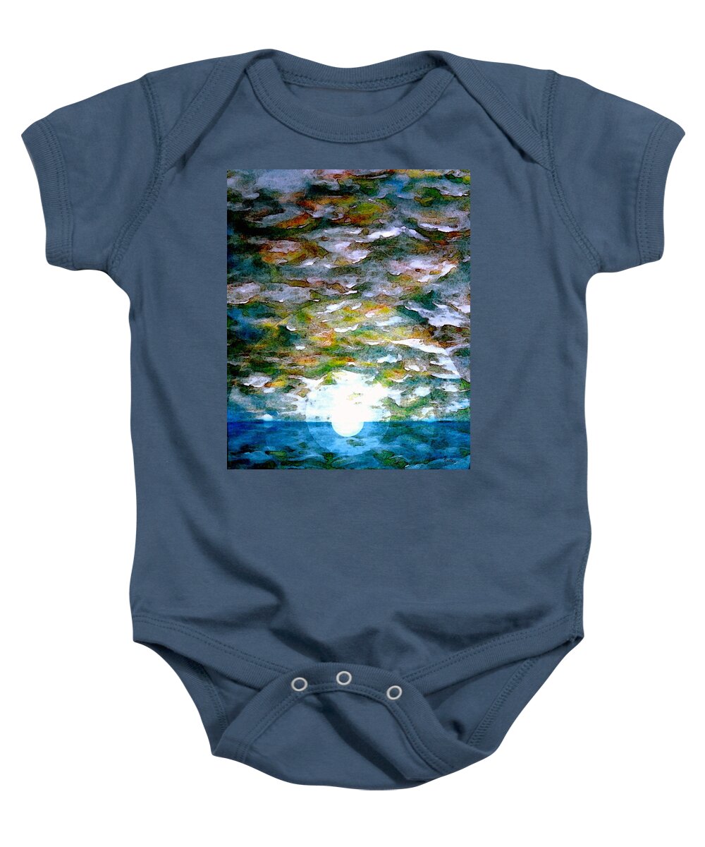 Ocean Sunrise Baby Onesie featuring the painting Ocean Sunrise by Vallee Johnson