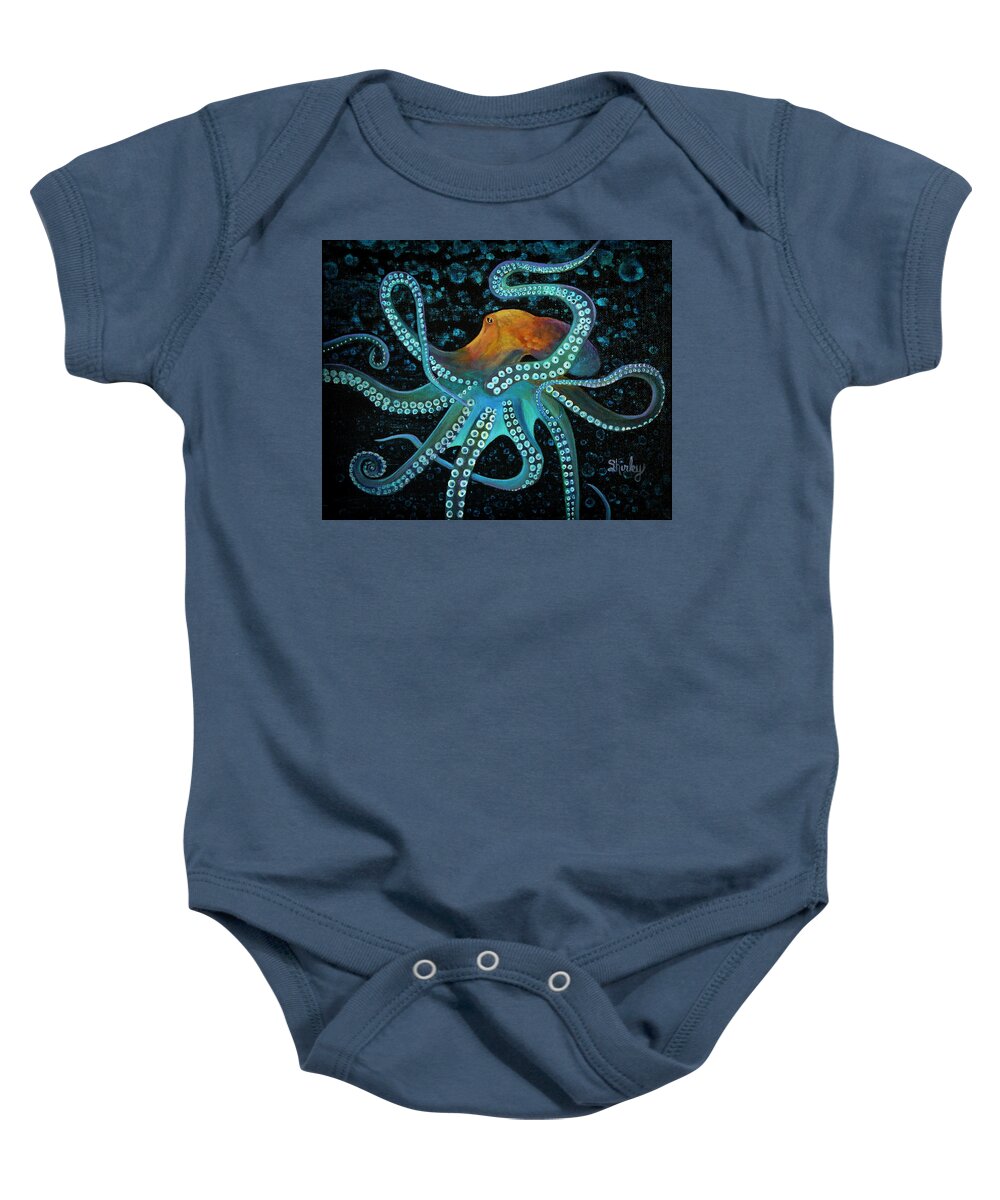Octopus Baby Onesie featuring the painting Octopus by Shirley Dutchkowski