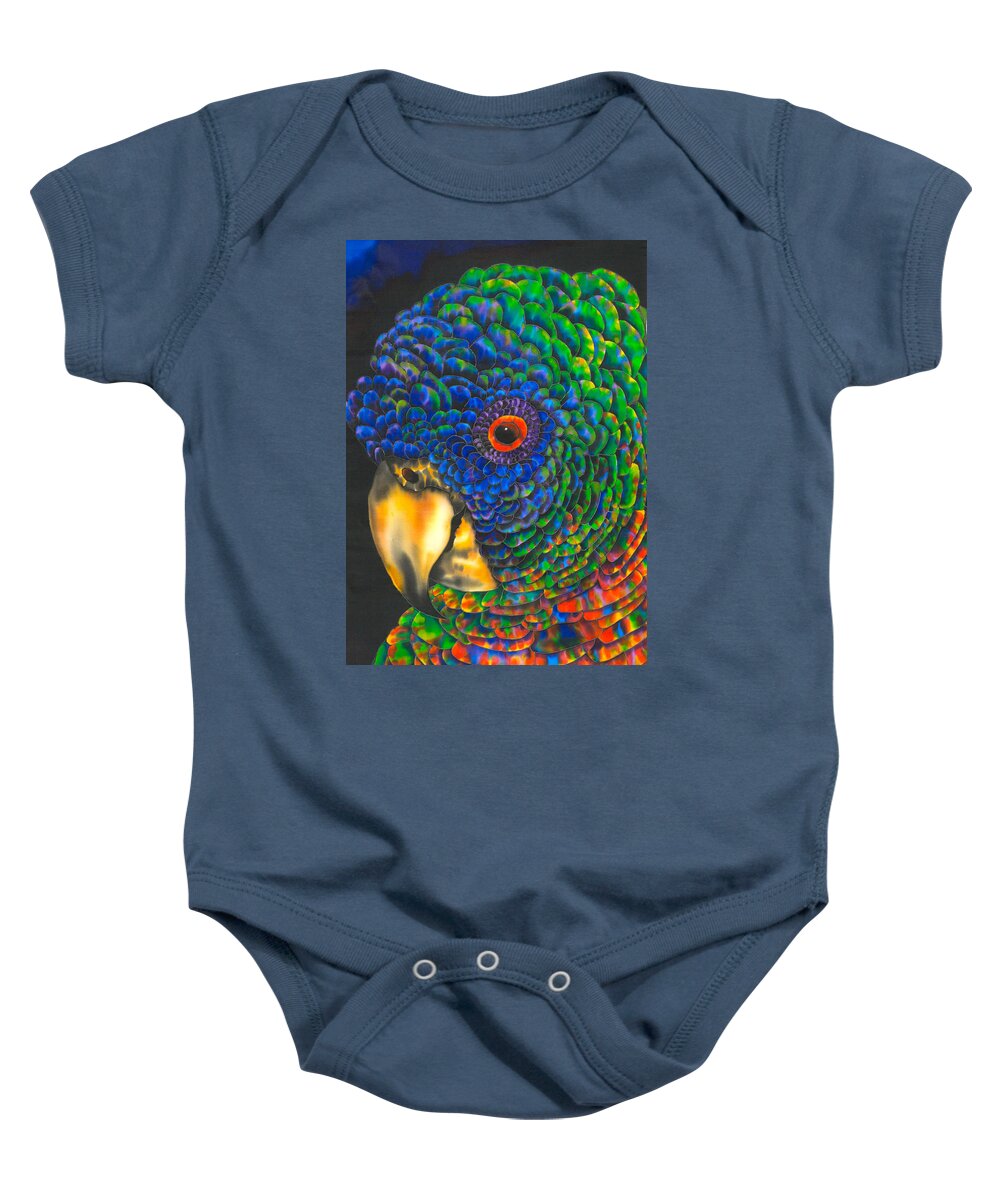 Bird Baby Onesie featuring the painting Parrot Face by Daniel Jean-Baptiste