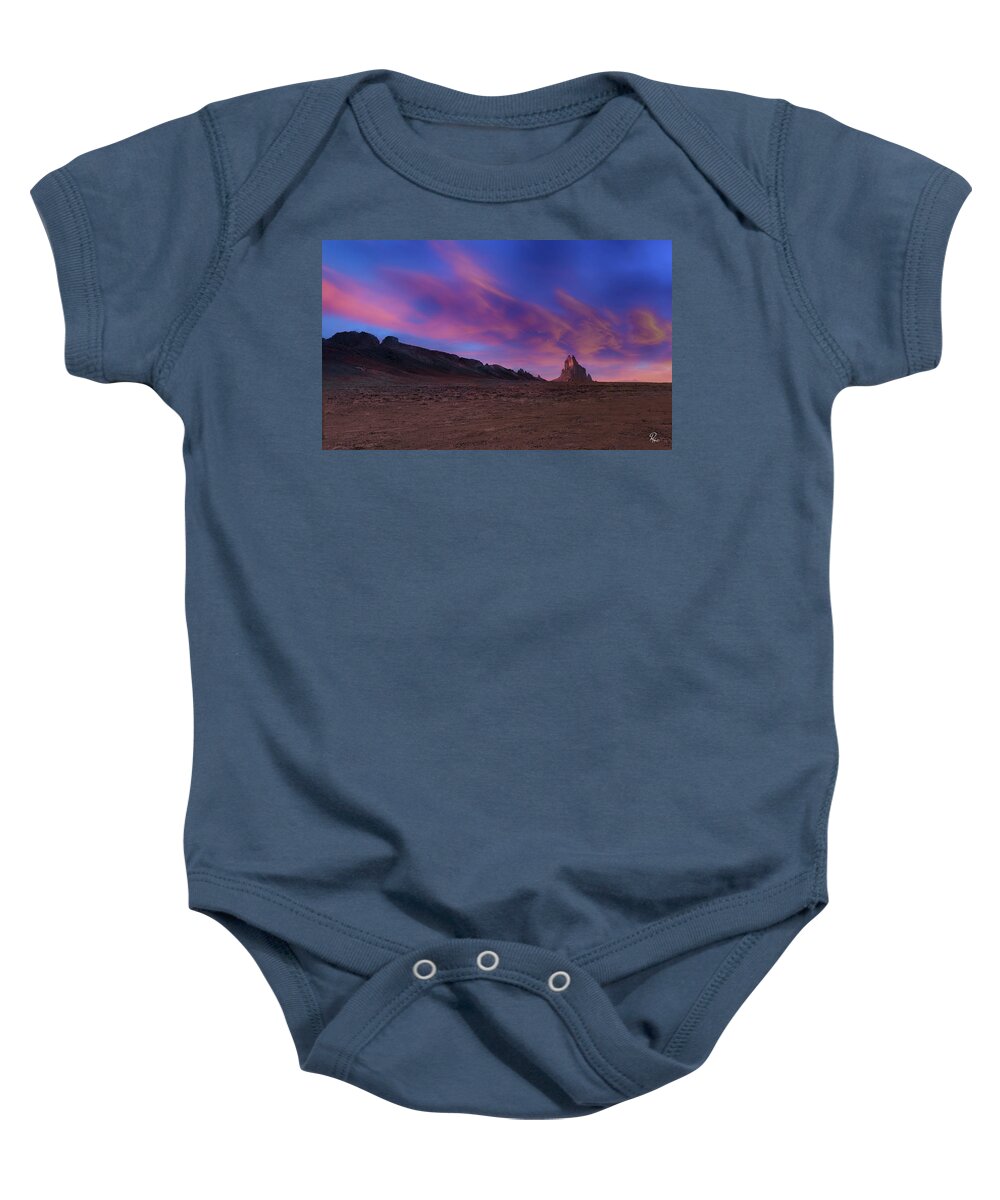 Fine Art Baby Onesie featuring the photograph Shiprock Panorama by Robert Harris