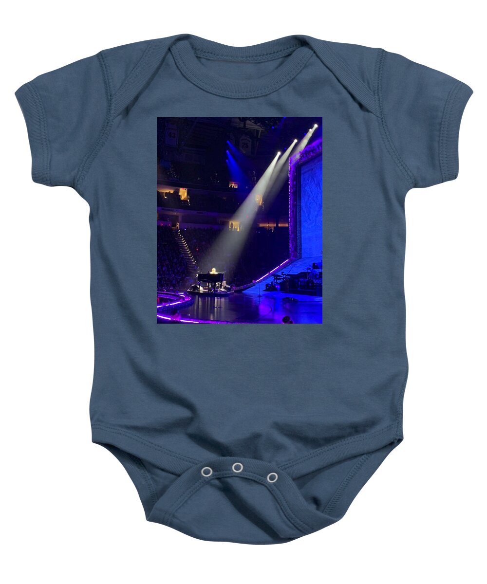 Elton Baby Onesie featuring the photograph Sir Elton on Piano by Lee Darnell
