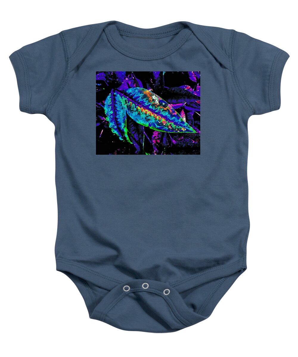 Solar Baby Onesie featuring the photograph Solar Blue Leaf by Andrew Lawrence