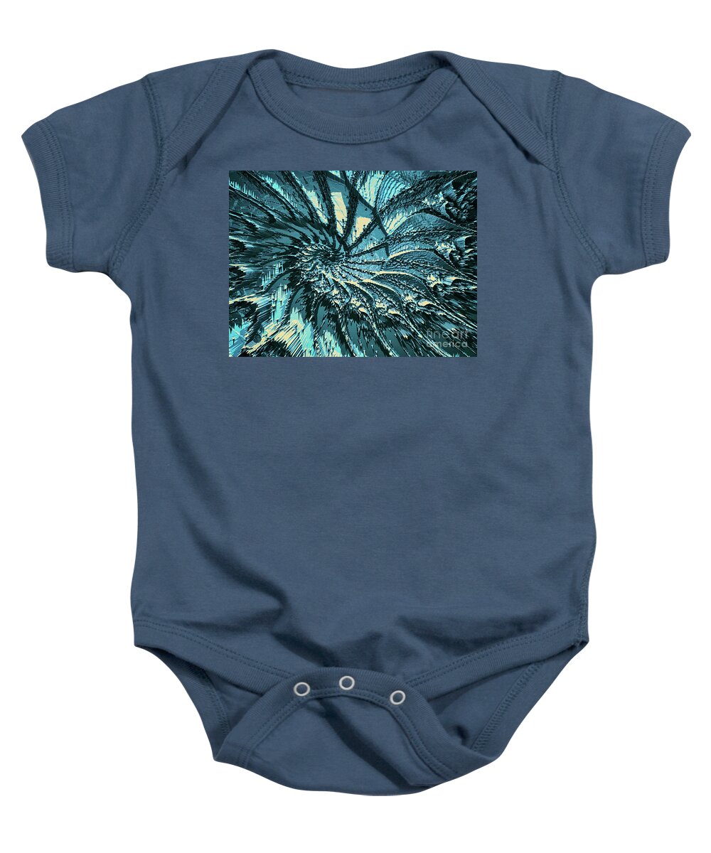 Turquoise Baby Onesie featuring the digital art Spinning Turquoise Fractal by Phil Perkins
