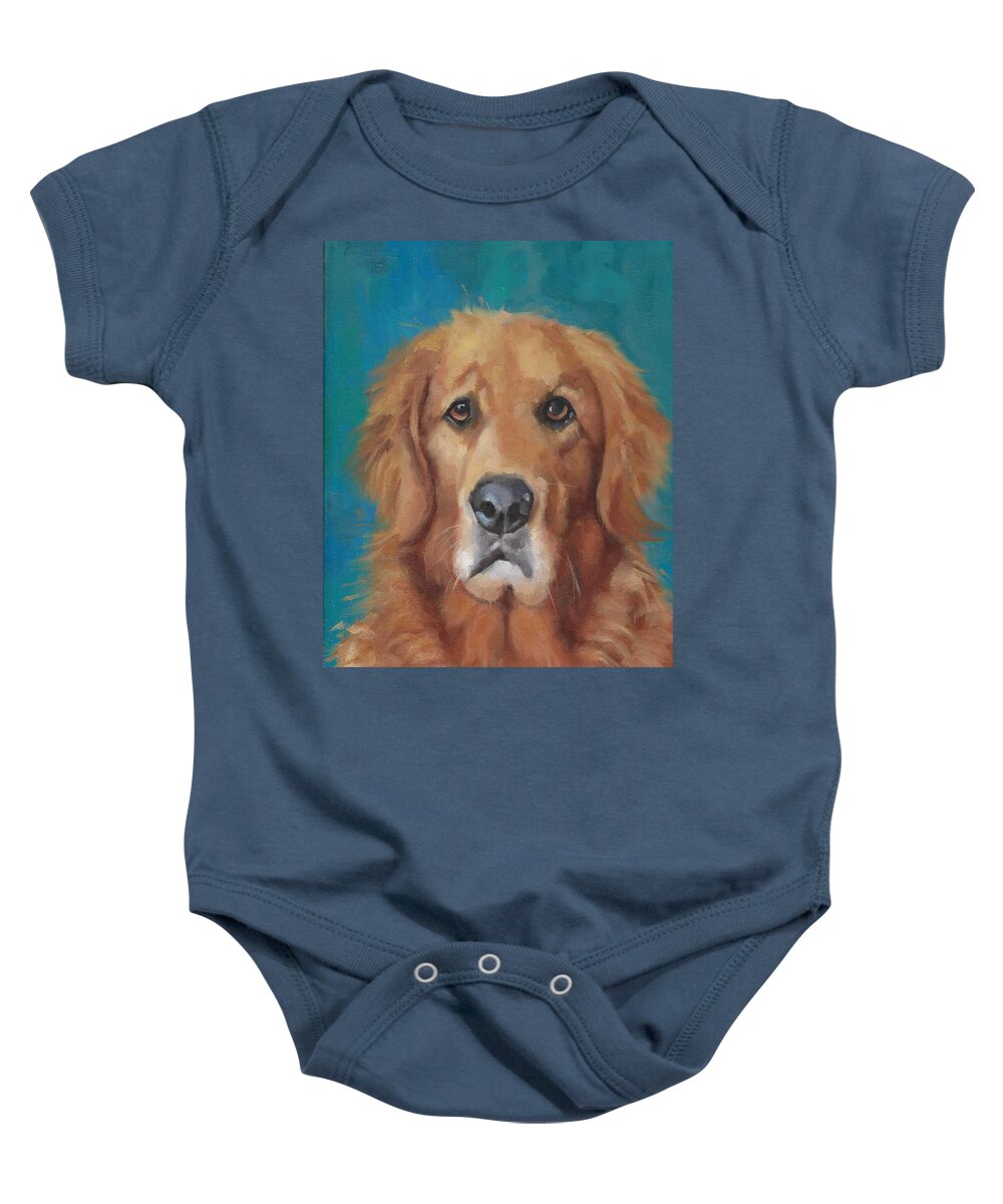 Dog Portraits Baby Onesie featuring the painting Stanley by Marlene Lee