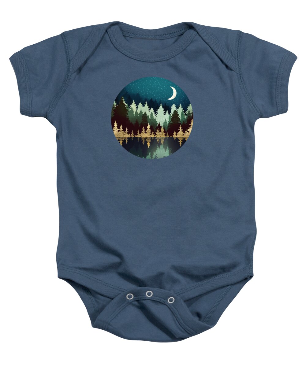 Stars Baby Onesie featuring the digital art Star Forest Reflection by Spacefrog Designs