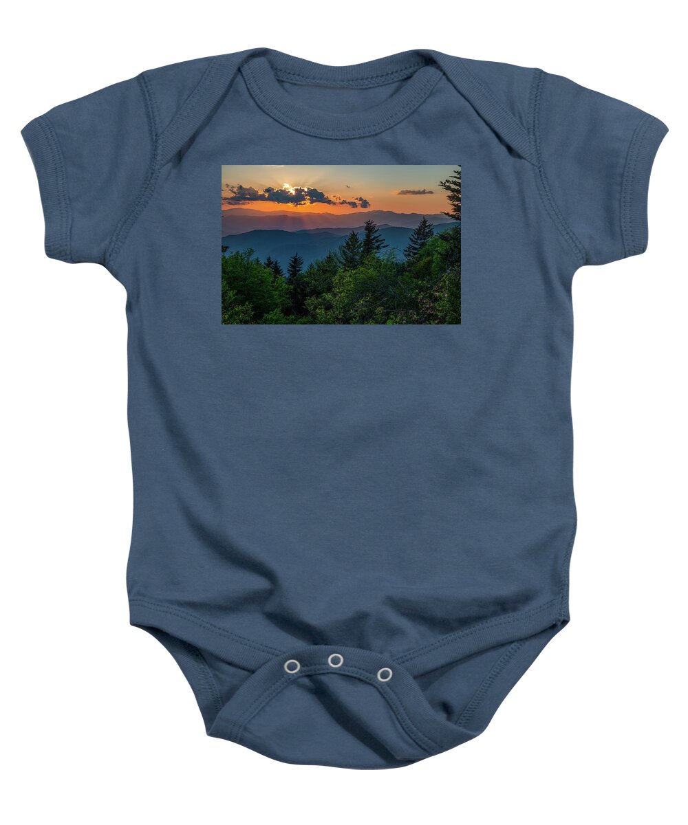 Blue Ridge Parkway Baby Onesie featuring the photograph Sunset on the Parkway by Robert J Wagner