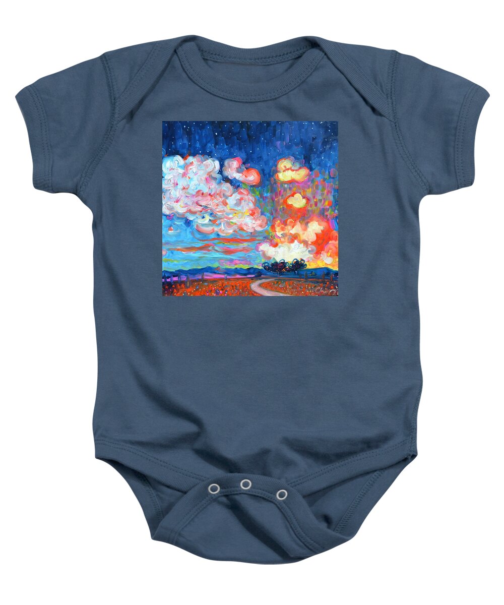 Sunset Baby Onesie featuring the painting Tequila Sunset by Chiara Magni