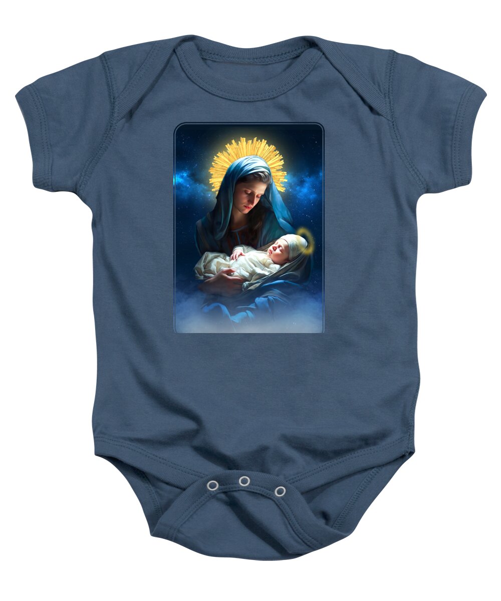 The Madonna And Child Baby Onesie featuring the digital art The Madonna and Child 3 by Mark Ashkenazi