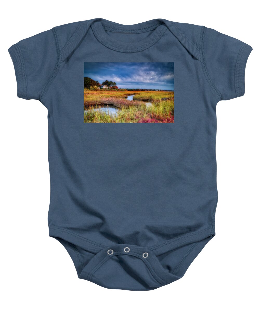 Footbridge Beach Baby Onesie featuring the photograph The Marsh by Penny Polakoff