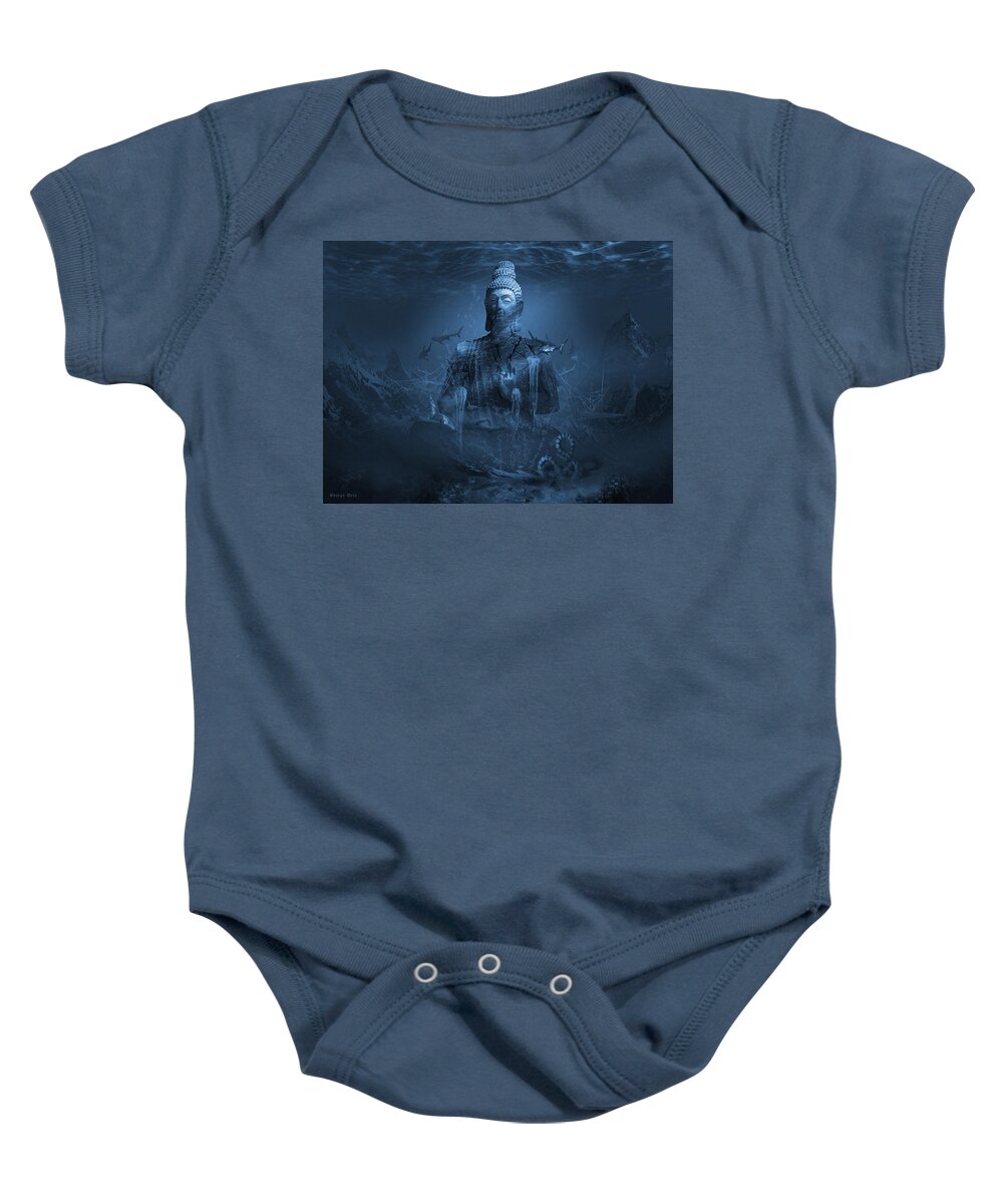 Sharks Baby Onesie featuring the digital art The Serenity Prayer or Tranquility Meditation by George Grie
