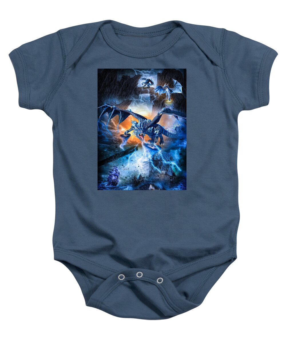 Storm Baby Onesie featuring the photograph The Storm Dragons by Diana Haronis