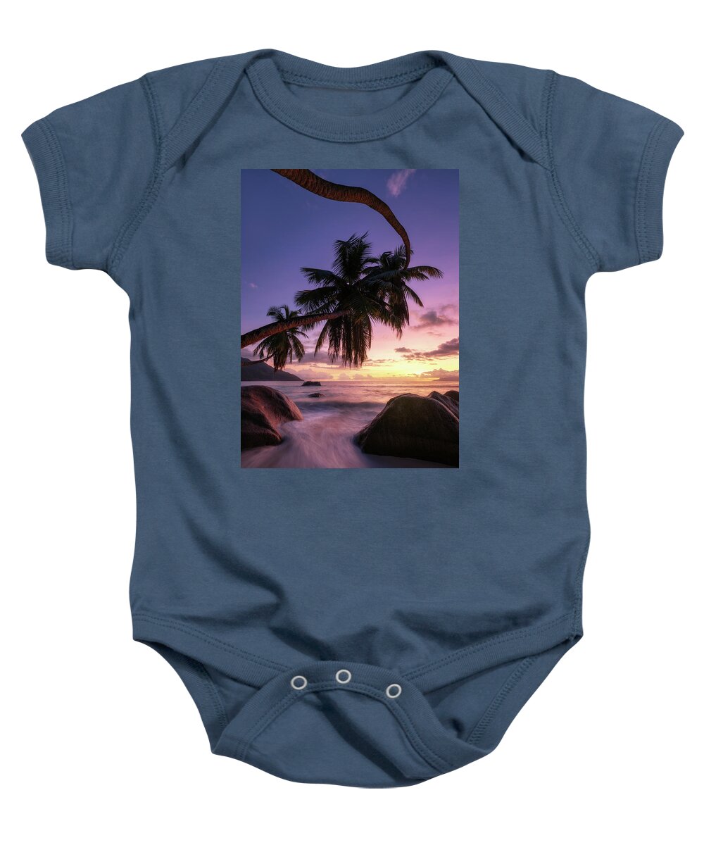 Palms Baby Onesie featuring the photograph Three palms by Erika Valkovicova