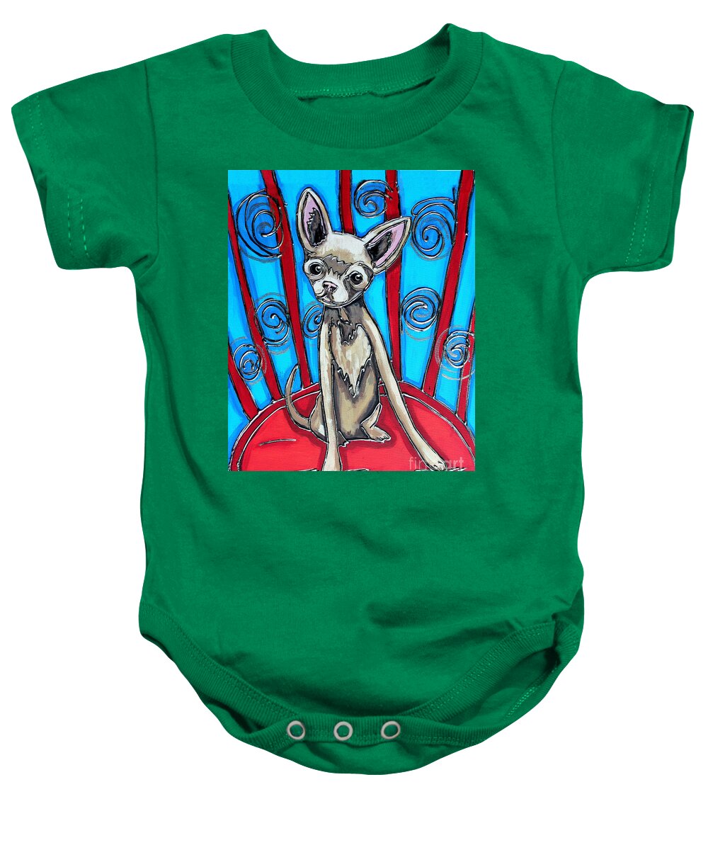 Chihuahua Baby Onesie featuring the painting Chuhuahua Stare by Cynthia Snyder