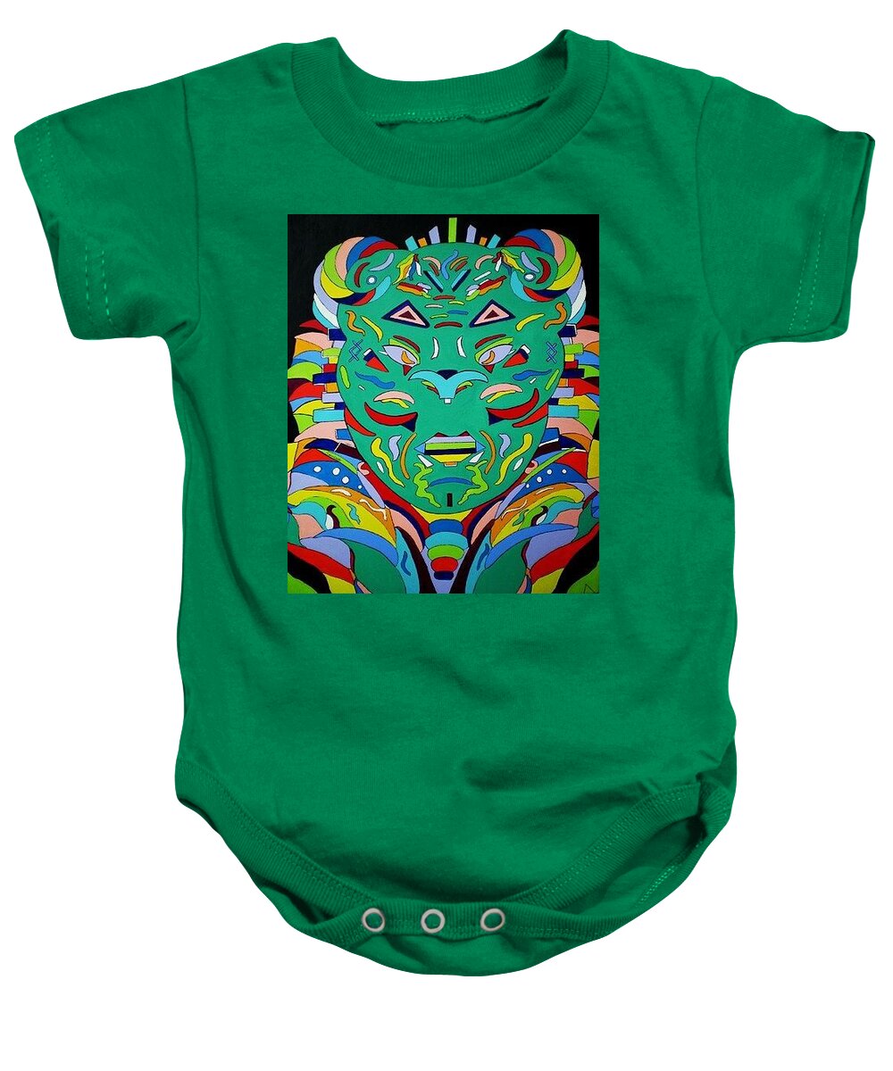 Illusion Baby Onesie featuring the painting Faces within the Face by Claire Decker