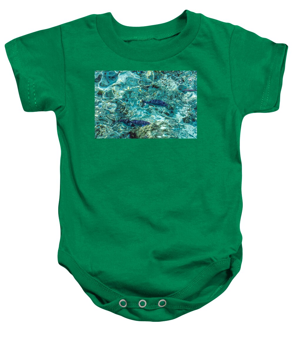 Jenny Rainbow Fine Art Photography Baby Onesie featuring the photograph Fishes in the Clear Water. Maldives by Jenny Rainbow