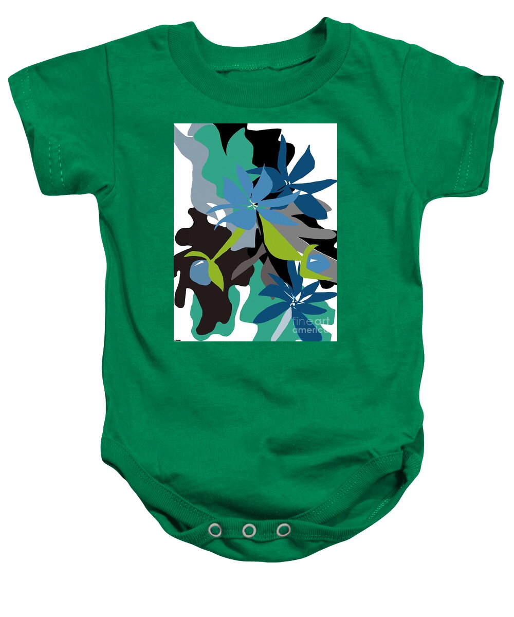 Abstract Baby Onesie featuring the digital art Jade Leaf Flowers by Christine Fournier