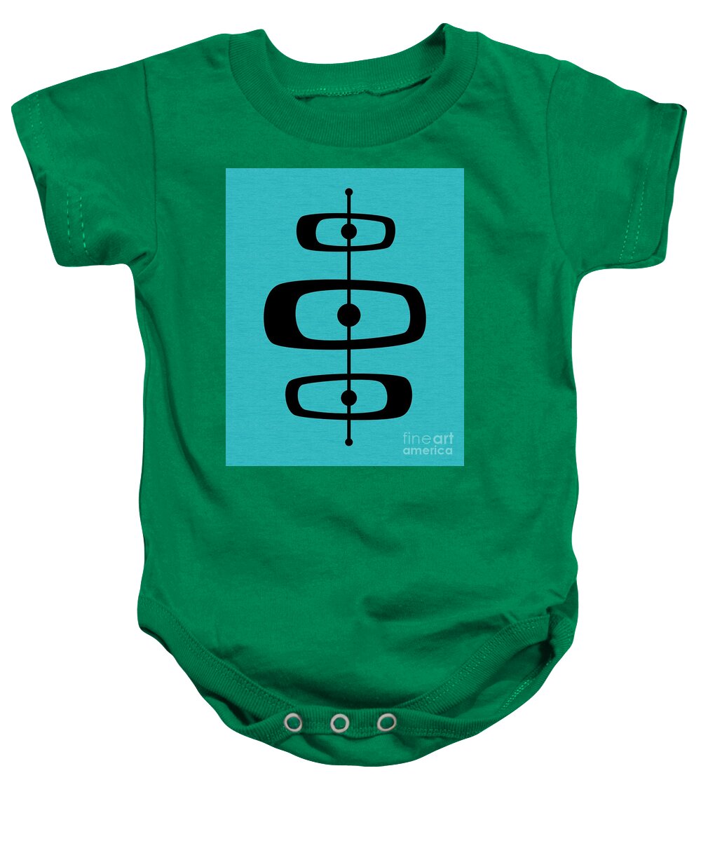 Blue Baby Onesie featuring the digital art Mid Century Shapes 2 on Turquoise by Donna Mibus