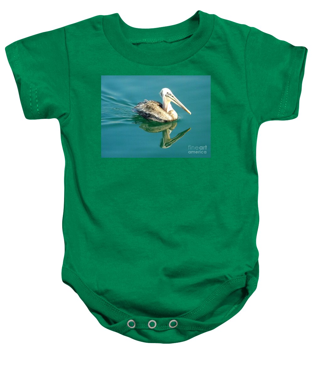 Pelican Baby Onesie featuring the photograph Pelican in San Francisco Bay by Clare Bevan
