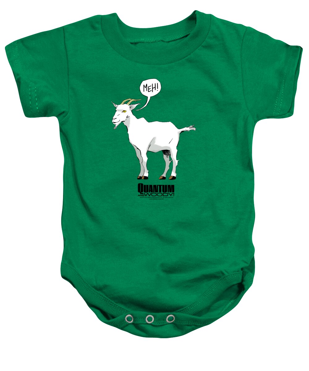  Baby Onesie featuring the digital art Quantum And Woody - Meh by Brand A