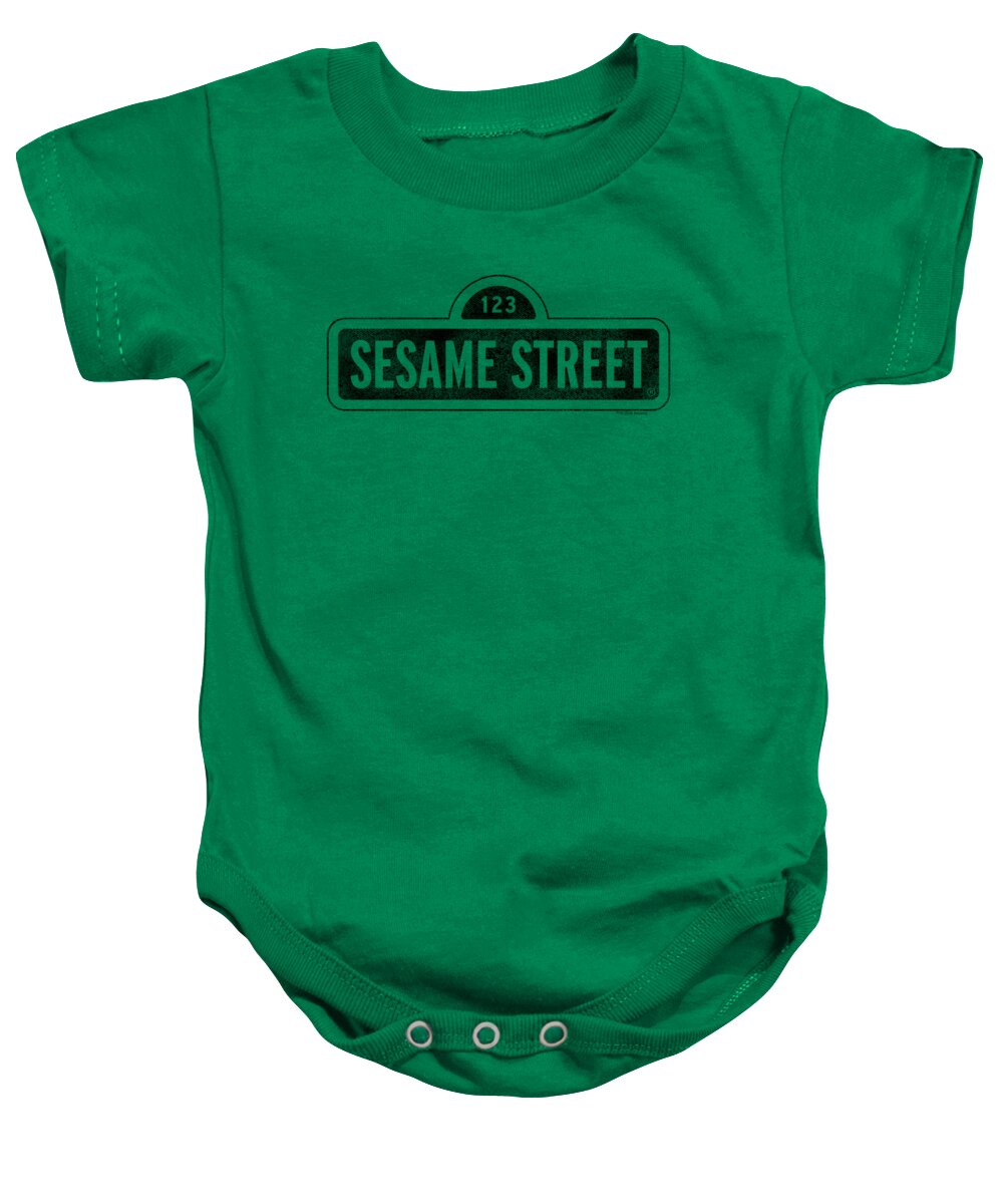  Baby Onesie featuring the digital art Sesame Street - One Color Dark by Brand A