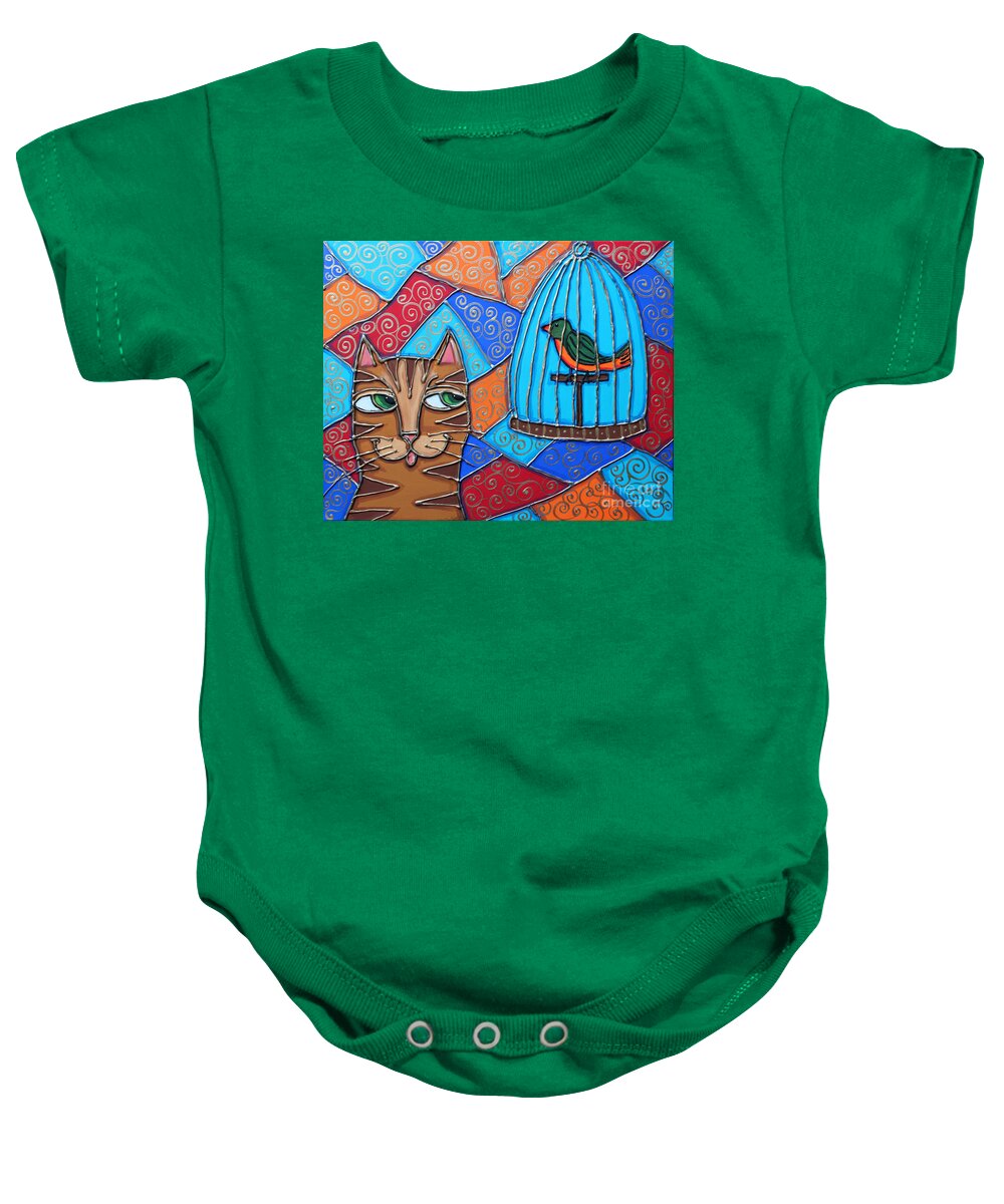Cat Baby Onesie featuring the painting Whats for Lunch? by Cynthia Snyder