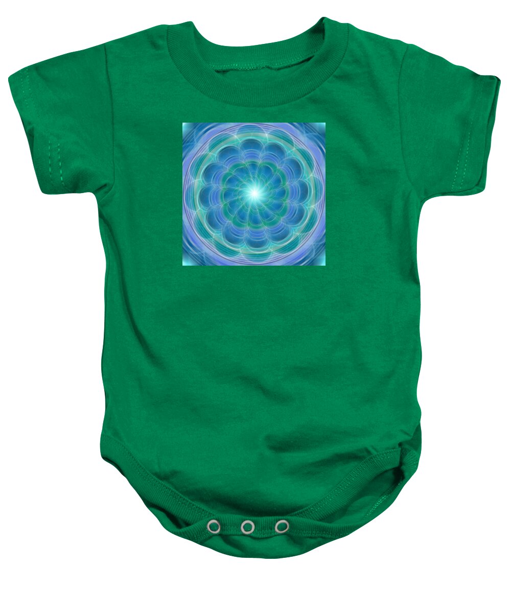 Blue Baby Onesie featuring the digital art Bluefloraspin by Shelley Myers