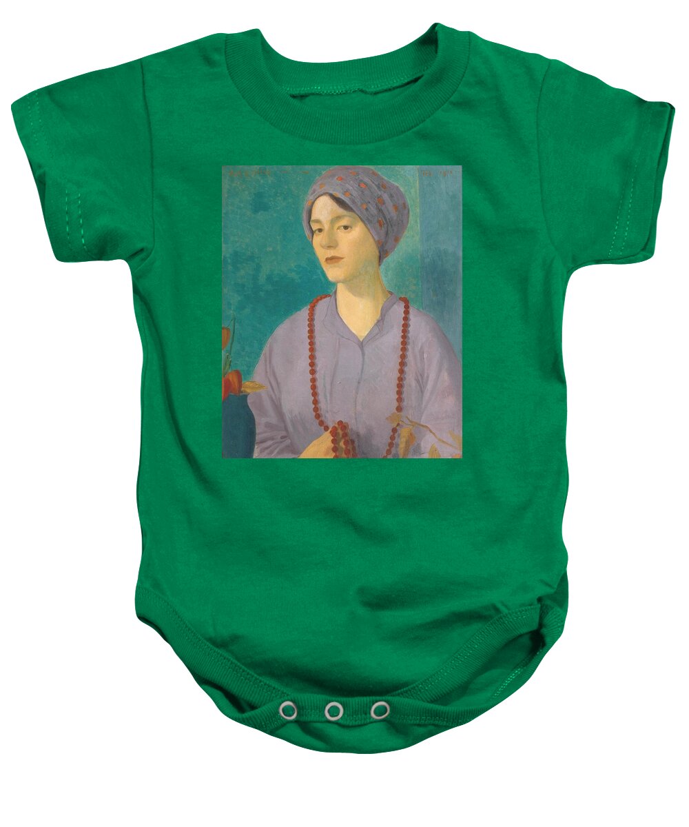 Mark Gertler 18911939 Baby Onesie featuring the painting Portrait of a Girl #1 by Mark Gertler