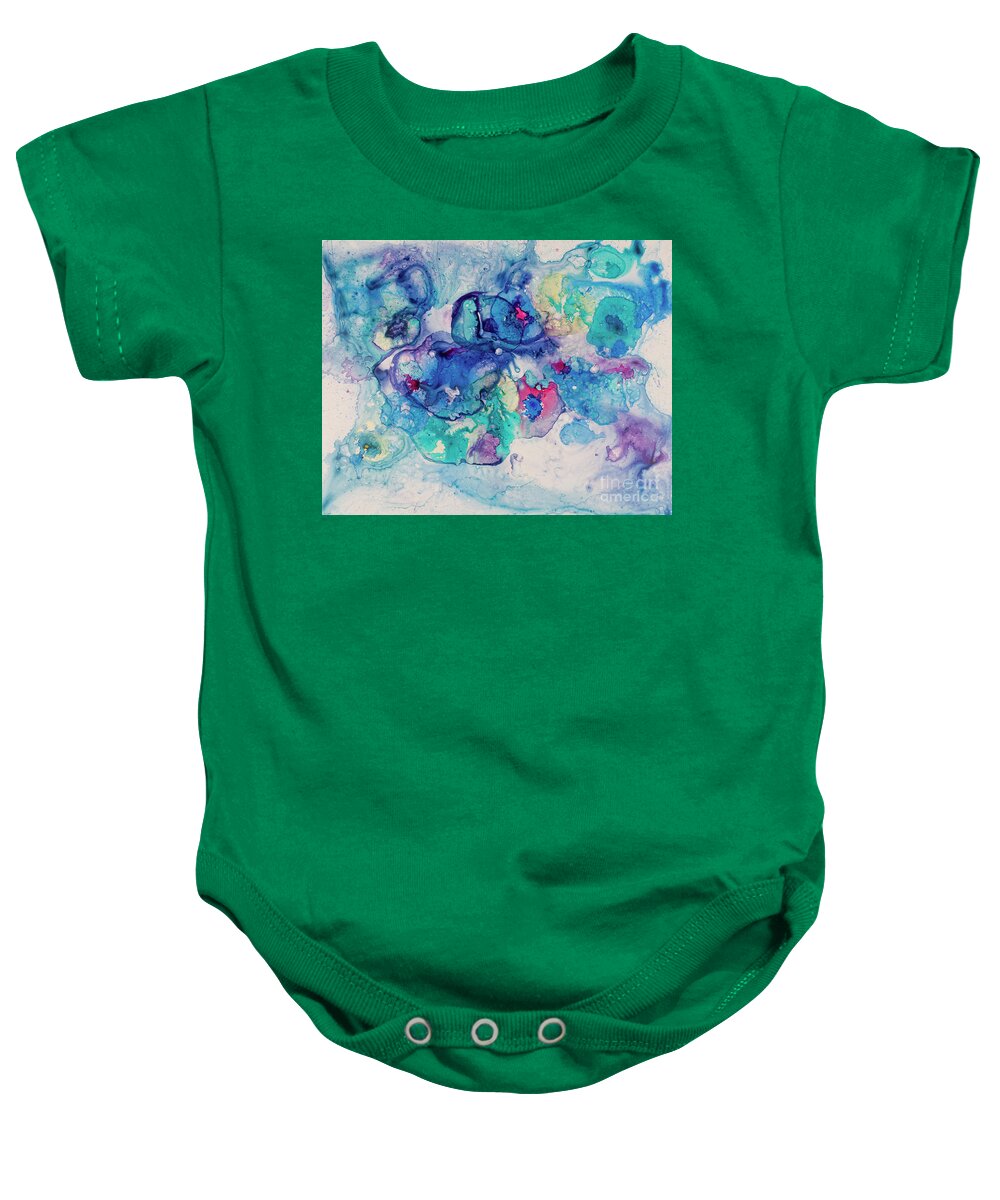 Blue Baby Onesie featuring the painting Sea of Blue #1 by Linda Cranston