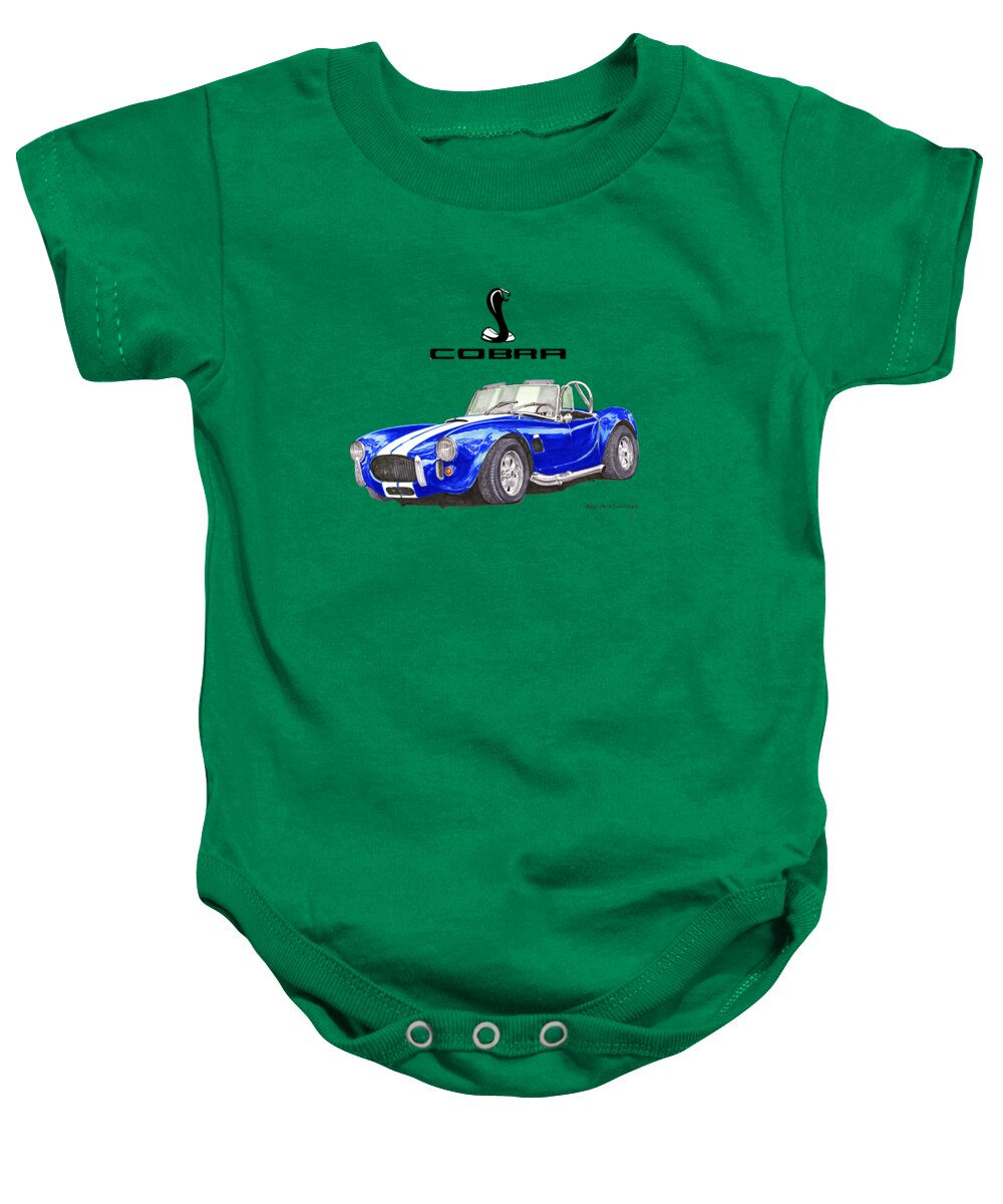 1966 Cobra Snake Tee Shirt Baby Onesie featuring the painting 1966 Snake on a shirt by Jack Pumphrey