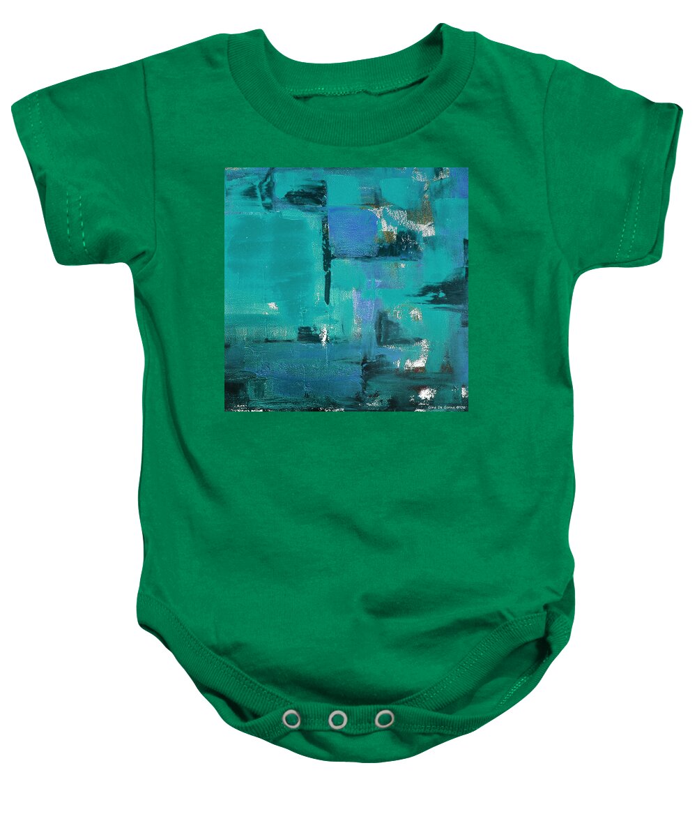 Abstract Baby Onesie featuring the painting Abstract in Blue by Gina De Gorna