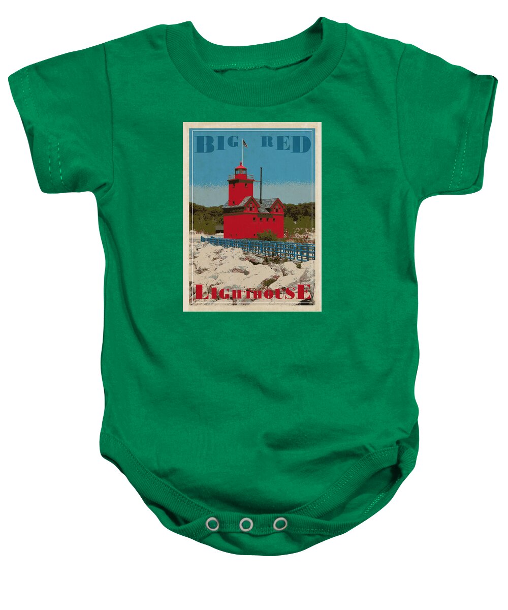 Vintage Baby Onesie featuring the photograph Big Red From the Pier by Michelle Calkins
