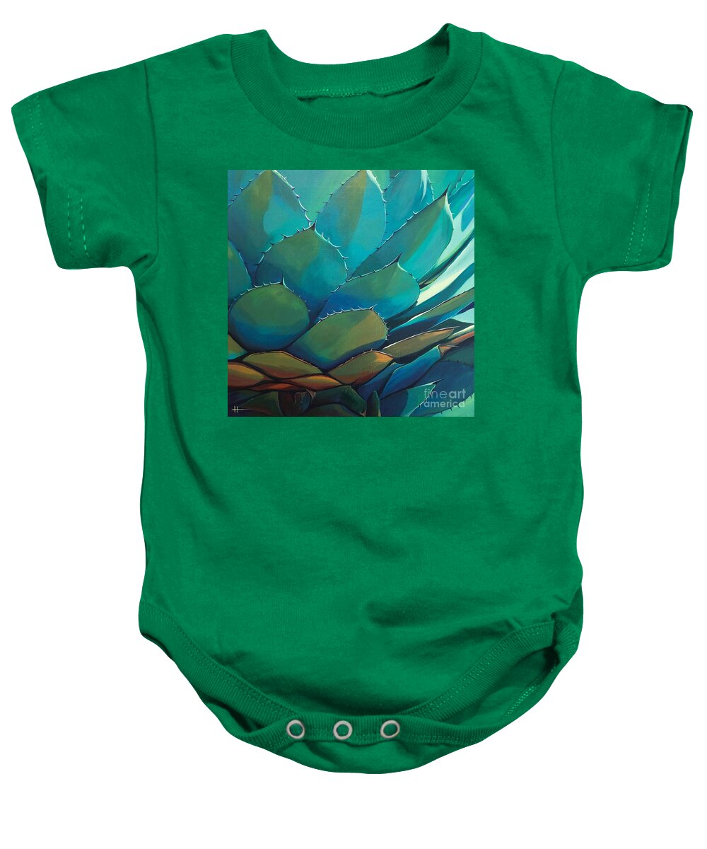 Succulent Baby Onesie featuring the painting Blue Agave by Hunter Jay