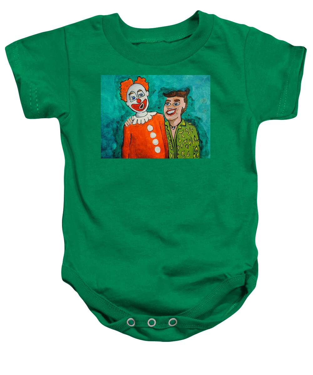 Best Friends Baby Onesie featuring the painting Drunken Pals by Patricia Arroyo
