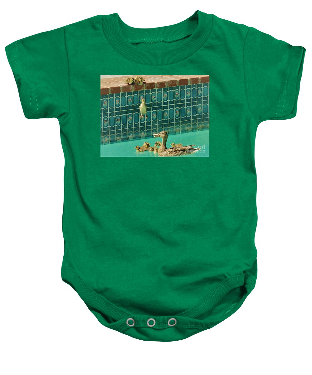 Duck Baby Onesie featuring the photograph Geronimo by Laurie Morgan