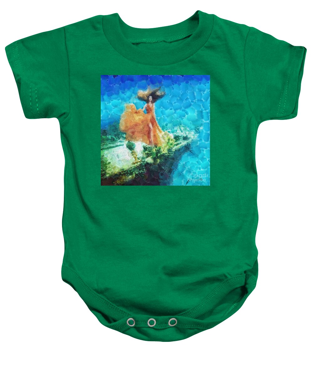 Into Deep Baby Onesie featuring the painting Into Deep by Mo T