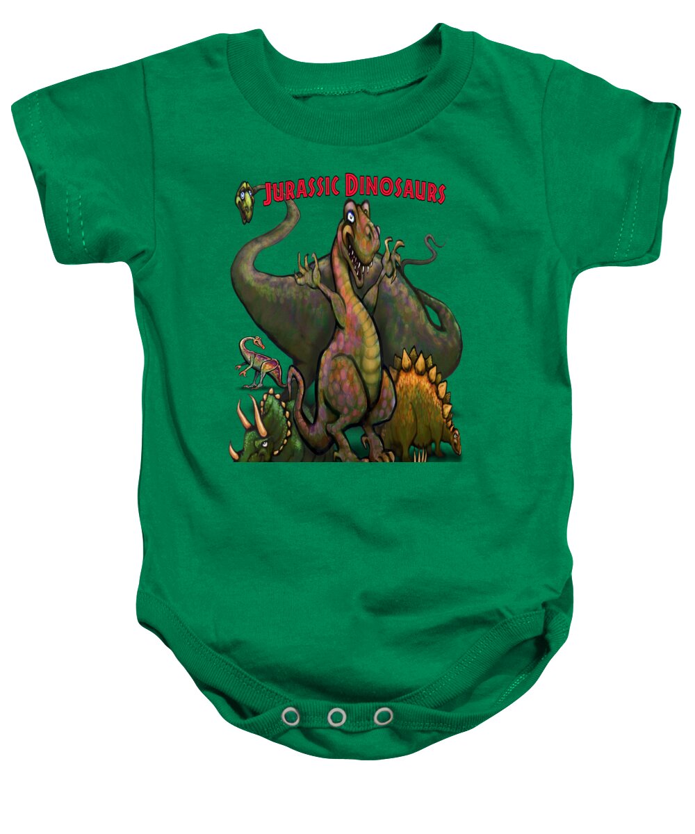 Jurassic Baby Onesie featuring the digital art Jurassic Dinosaurs by Kevin Middleton