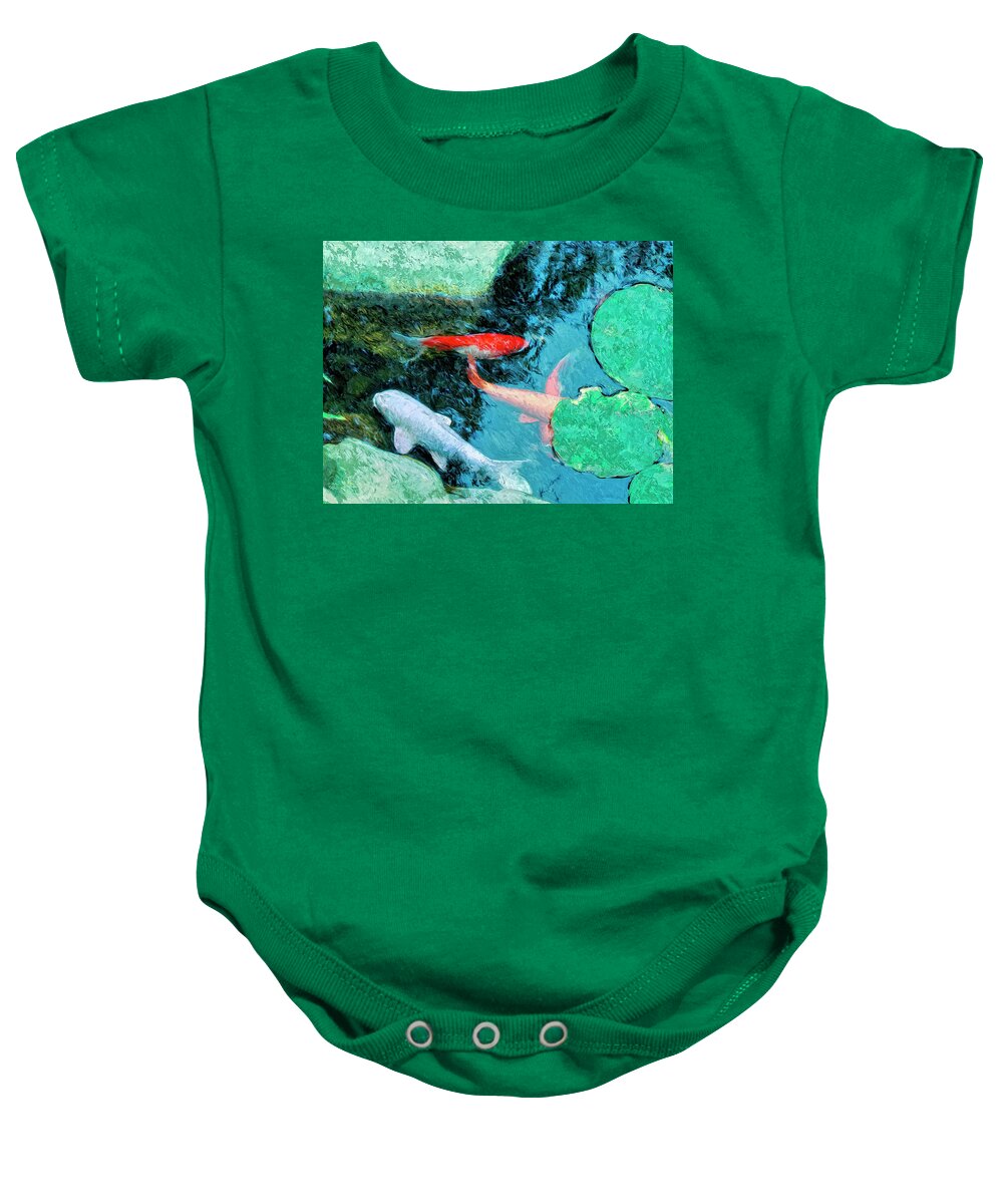 Koi Baby Onesie featuring the painting Koi Pond 4 by Dominic Piperata