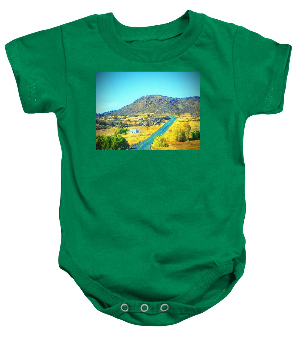 Minimal Baby Onesie featuring the photograph Little White Church in the Vale by Lenore Senior