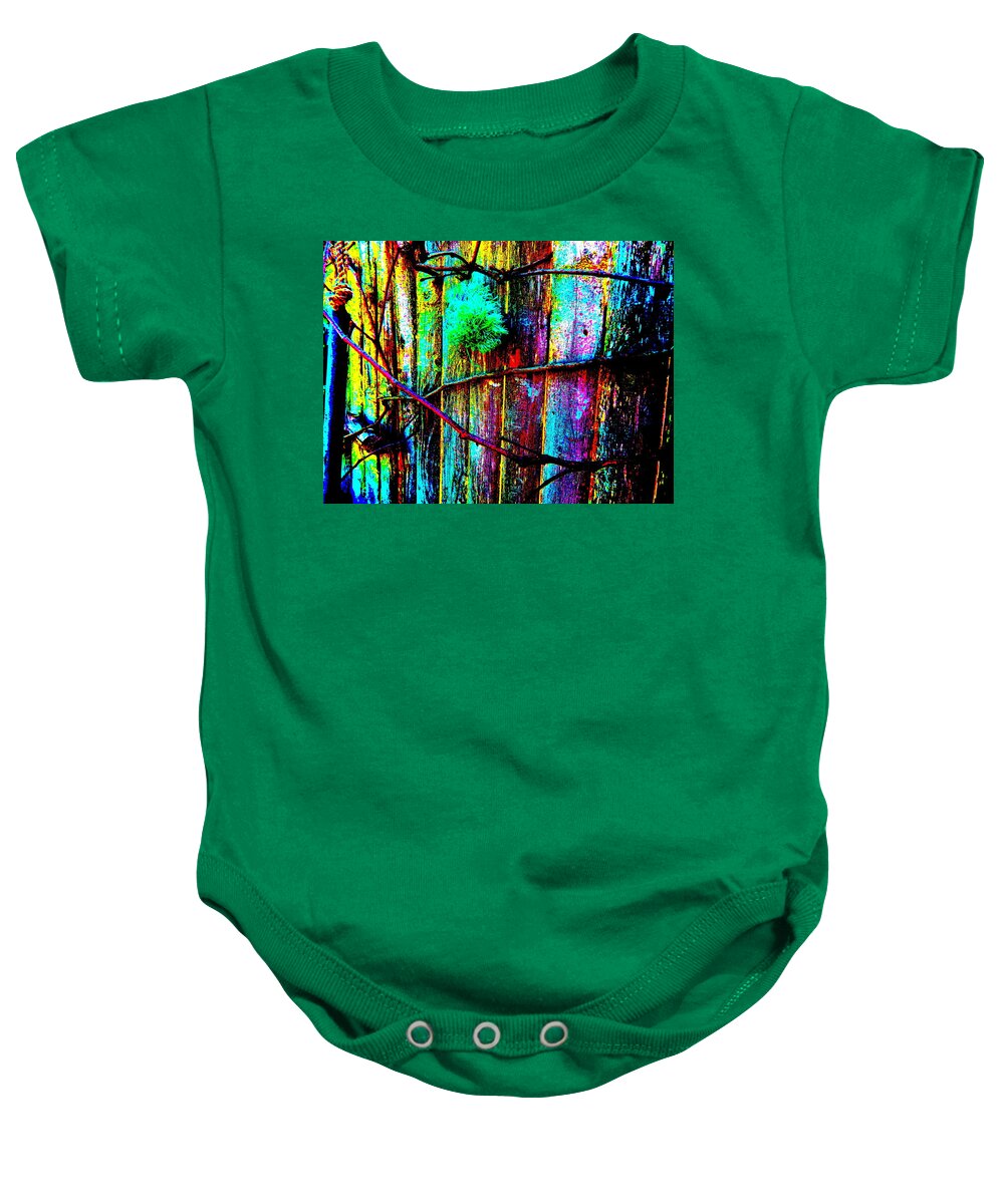 Abstract Baby Onesie featuring the photograph Mike's Art Fence 205 by George Ramos
