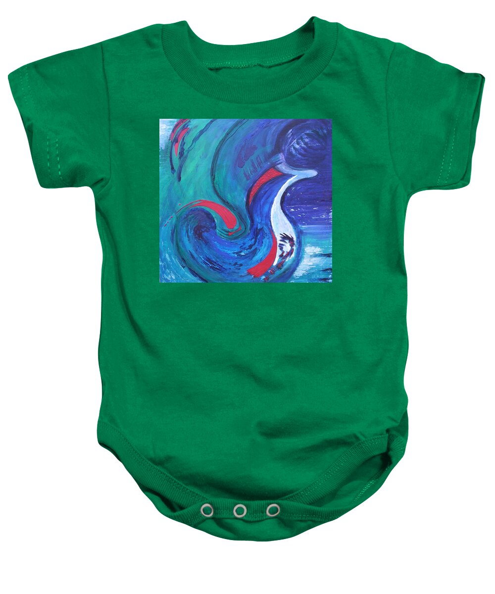 Encaustic Baby Onesie featuring the painting Moon Shine by Suzanne Udell Levinger