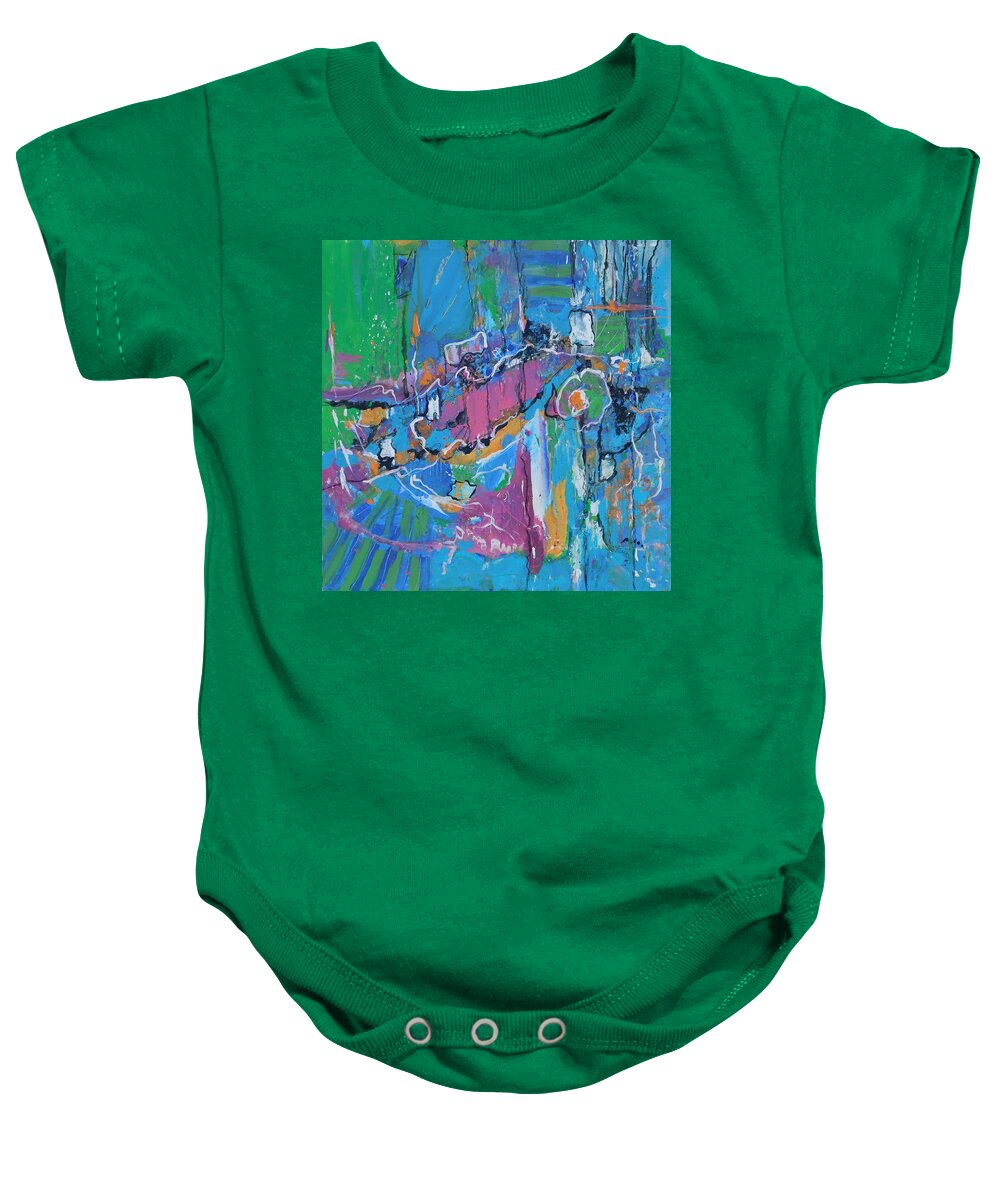 Abstract Baby Onesie featuring the painting My Backyard by Terri Einer