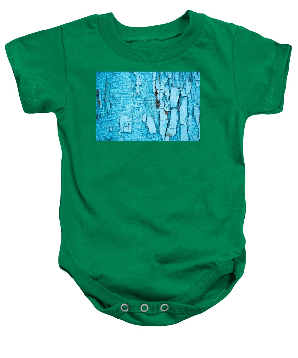 Abstract Baby Onesie featuring the photograph Old Blue Wood by John Williams