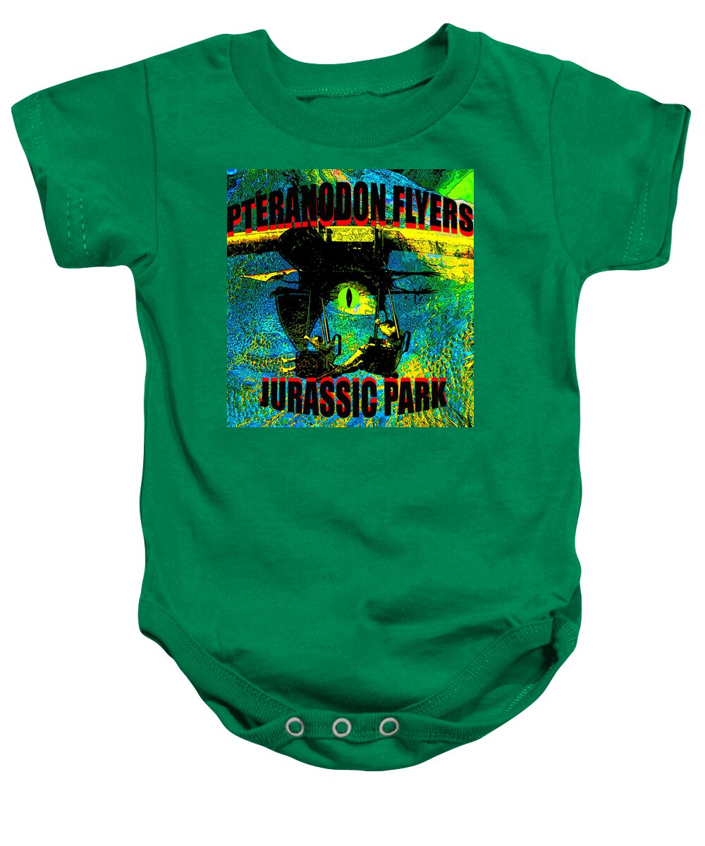 Pteranodon Flyers Baby Onesie featuring the digital art Pteranodon Flyers T design B by David Lee Thompson