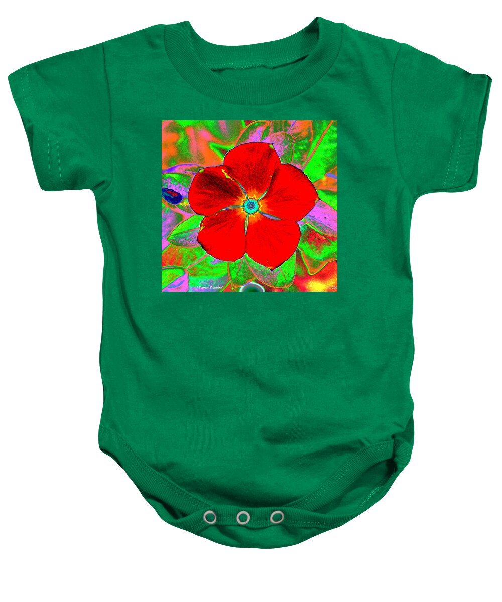 Scarlet Baby Onesie featuring the digital art Scarlet Solitaire by Larry Beat