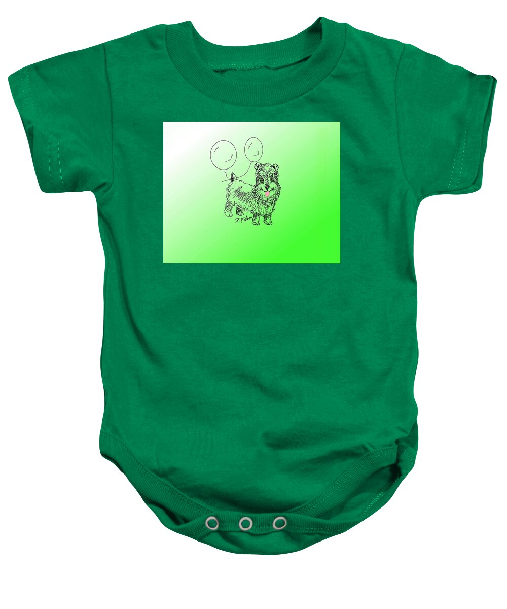 Dog Baby Onesie featuring the drawing Schnauzer by Denise F Fulmer