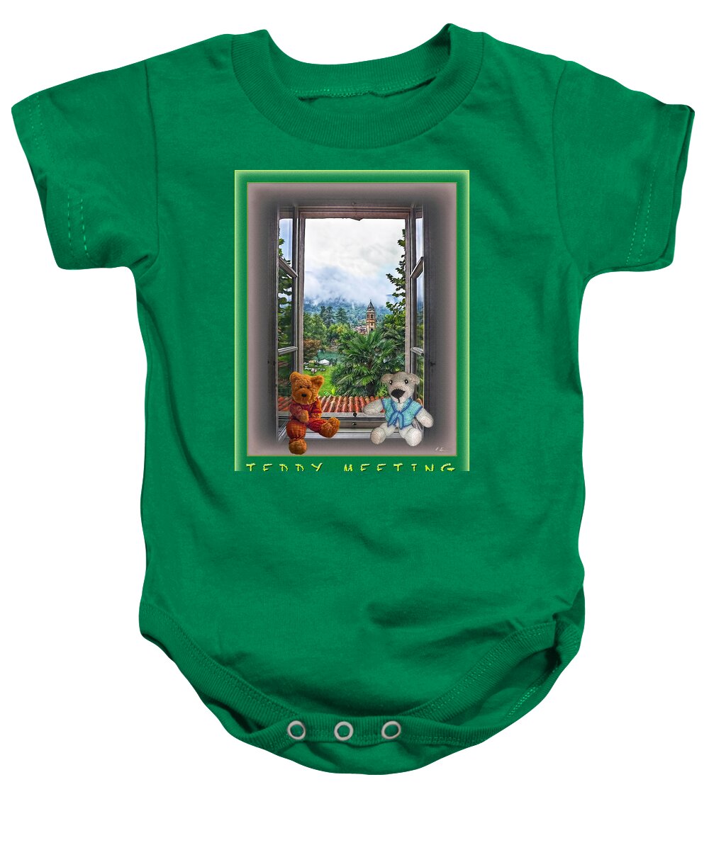 Bears Baby Onesie featuring the photograph Teddy's Window Chat by Hanny Heim