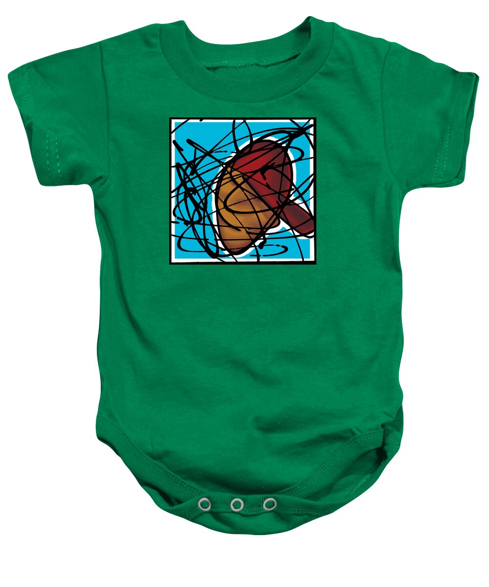 Abstract Baby Onesie featuring the painting The B-Boy As Icon by Ismael Cavazos