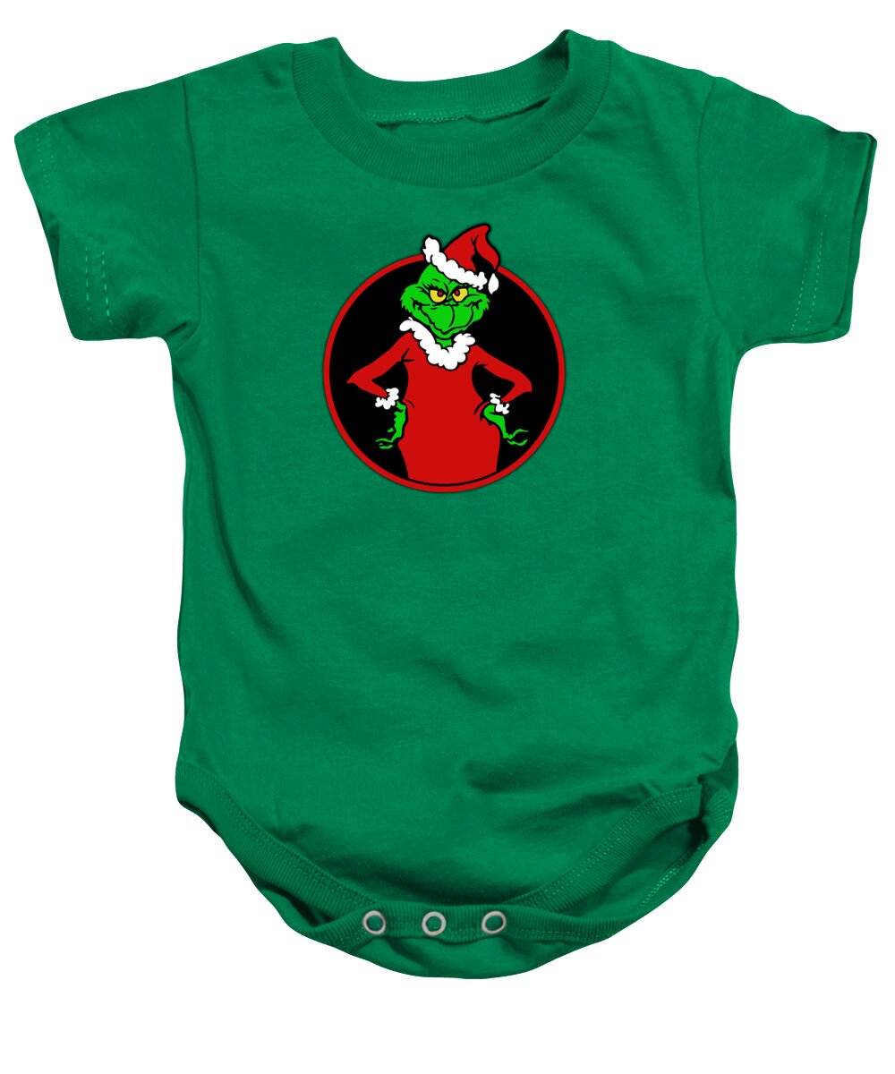 Grinch Baby Onesie featuring the painting The Grinch by Ian King