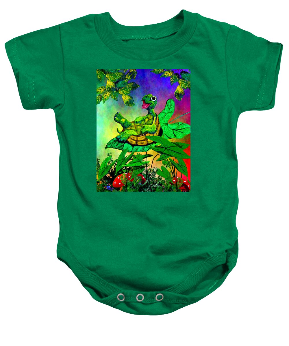 Turtle Baby Onesie featuring the painting Turtle-totter by Hanne Lore Koehler