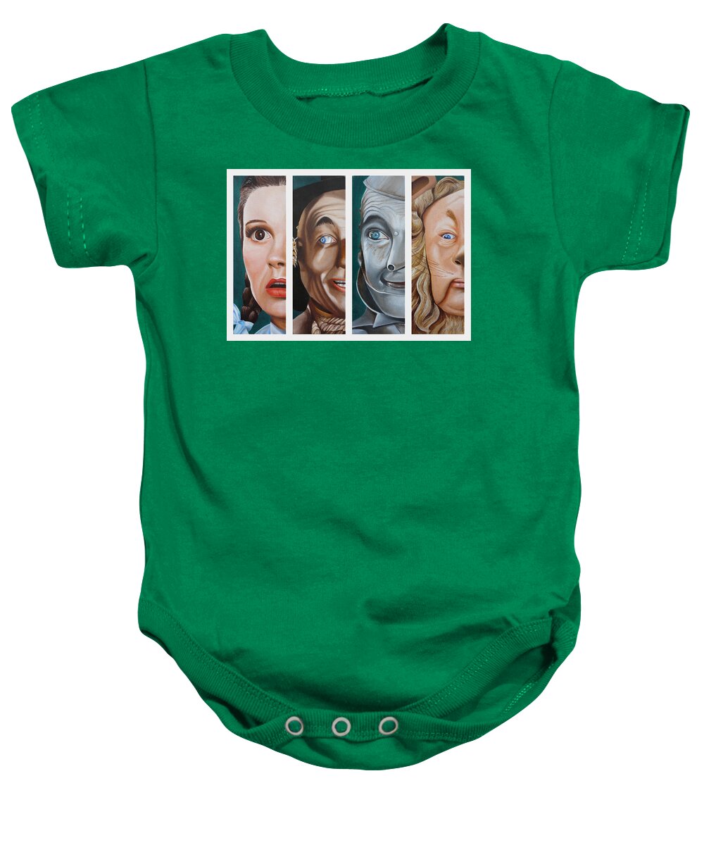 Wizard Of Oz Baby Onesie featuring the painting Wizard of Oz Set One by Vic Ritchey